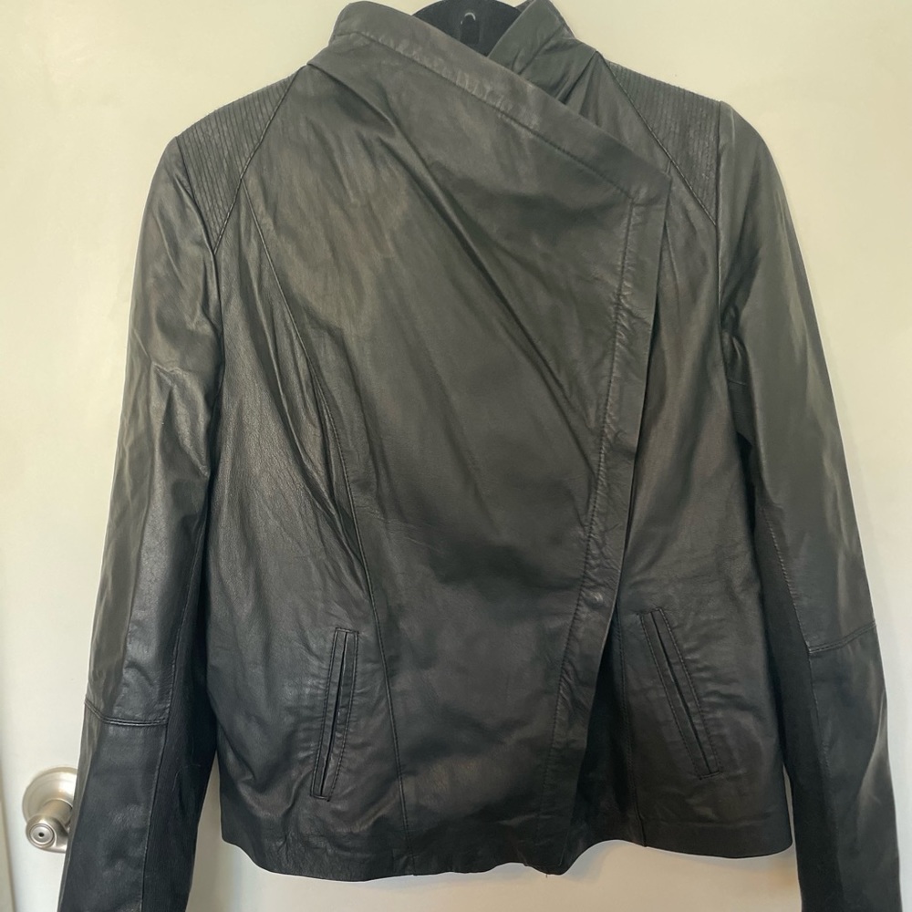 Bagatelle Drape Leather Jacket with Asymmetrical Closure